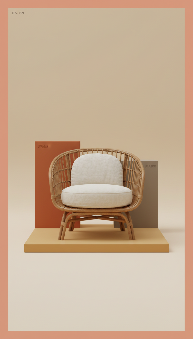Rattan accent chair with sculpted armrests